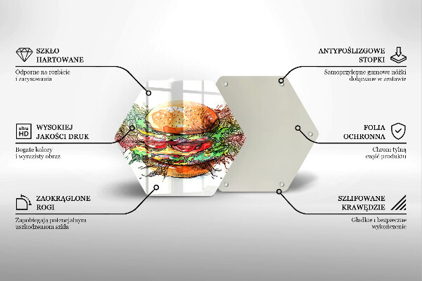 Tabla de cortar de vidrio Dibujo de hamburguesa