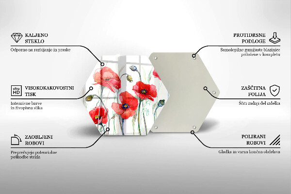 Tabla de cortar de vidrio Flores de amapolas rojas
