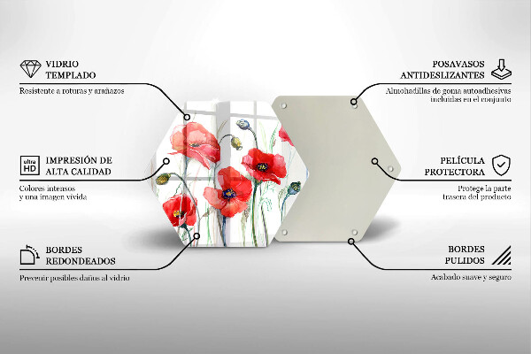 Tabla de cortar de vidrio Flores de amapolas rojas