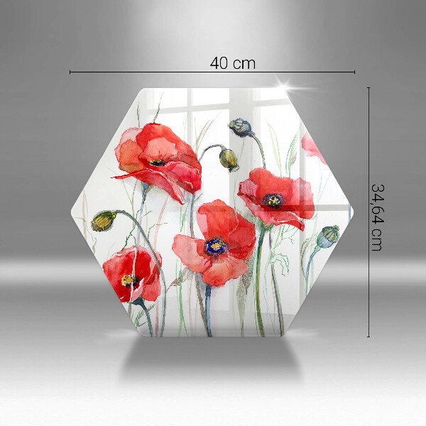 Tabla de cortar de vidrio Flores de amapolas rojas