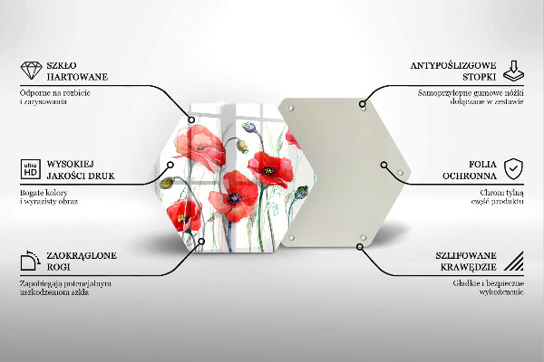 Tabla de cortar de vidrio Flores de amapolas rojas