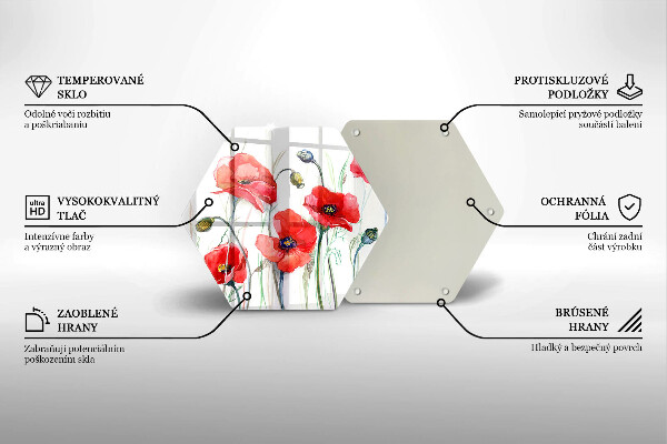 Tabla de cortar de vidrio Flores de amapolas rojas