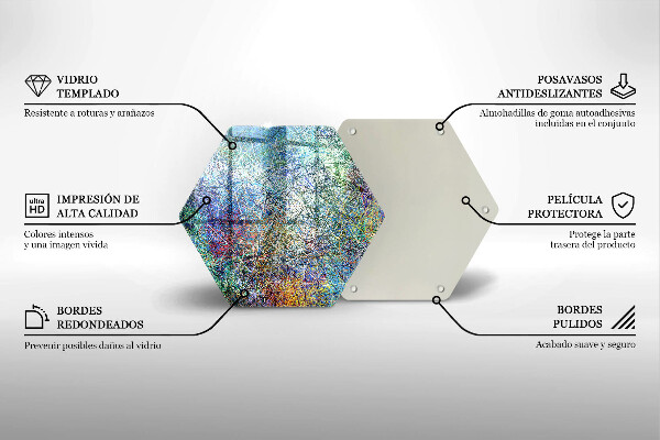 Tabla de cortar de vidrio Abstracción de línea colorida