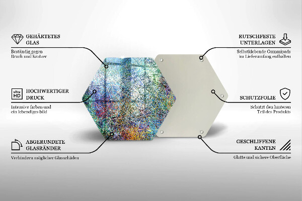 Tabla de cortar de vidrio Abstracción de línea colorida