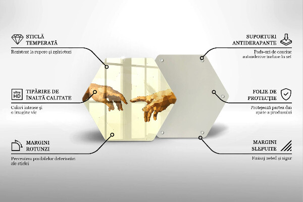 Tabla de cortar de vidrio Creación de las manos de adán