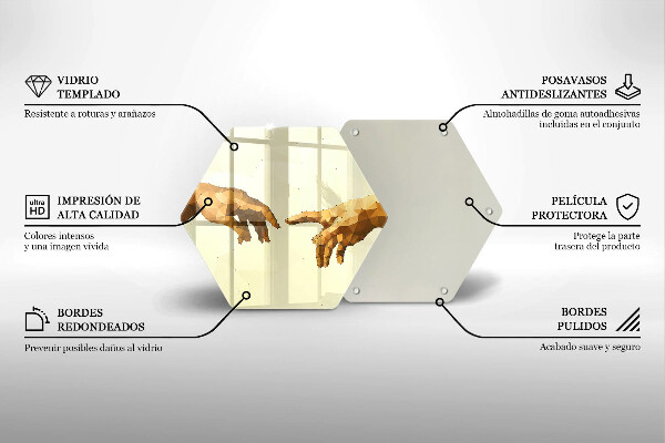 Tabla de cortar de vidrio Creación de las manos de adán