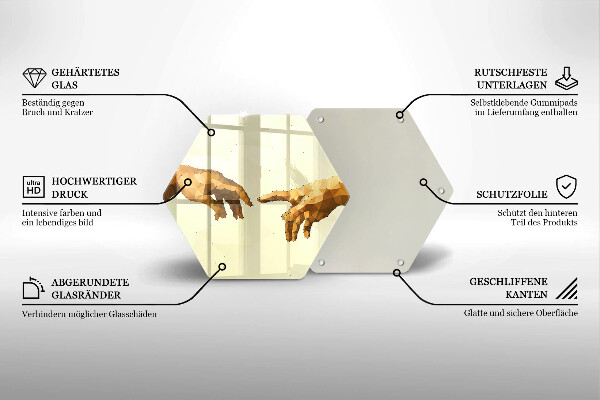 Tabla de cortar de vidrio Creación de las manos de adán