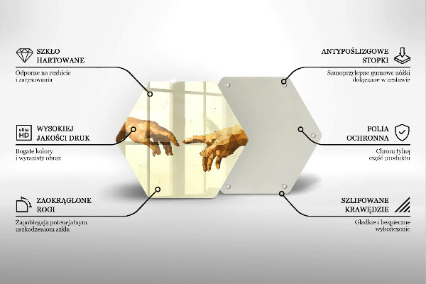Tabla de cortar de vidrio Creación de las manos de adán