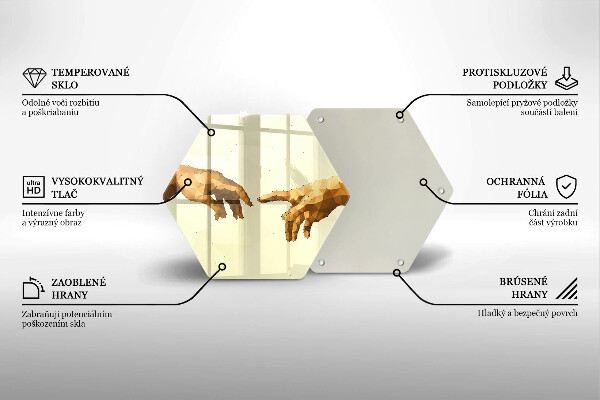Tabla de cortar de vidrio Creación de las manos de adán