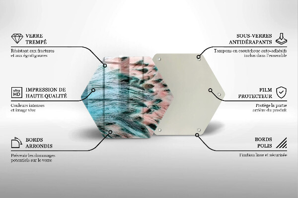 Tabla de cortar de vidrio Plumas de pájaro boho