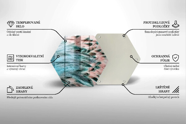 Tabla de cortar de vidrio Plumas de pájaro boho