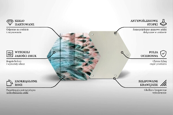 Tabla de cortar de vidrio Plumas de pájaro boho