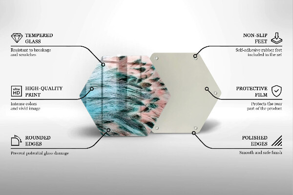 Tabla de cortar de vidrio Plumas de pájaro boho