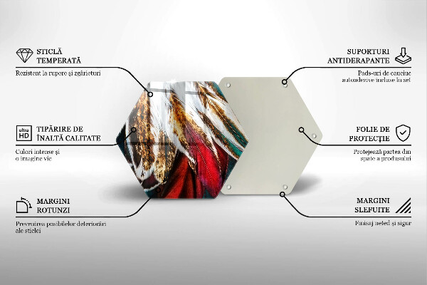 Tabla de cortar de vidrio Plumas de pájaro boho