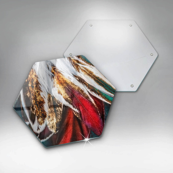 Tabla de cortar de vidrio Plumas de pájaro boho