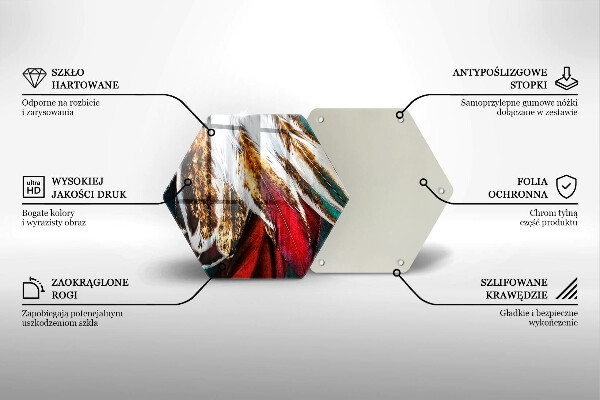 Tabla de cortar de vidrio Plumas de pájaro boho