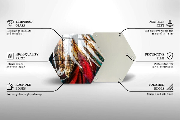 Tabla de cortar de vidrio Plumas de pájaro boho