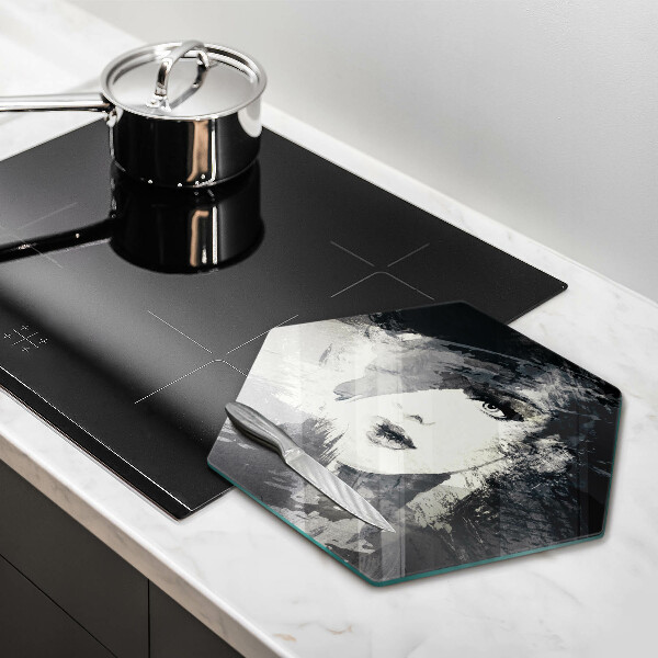 Tabla de cortar de vidrio Pintura de una mujer