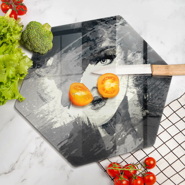 Tabla de cortar de vidrio Pintura de una mujer