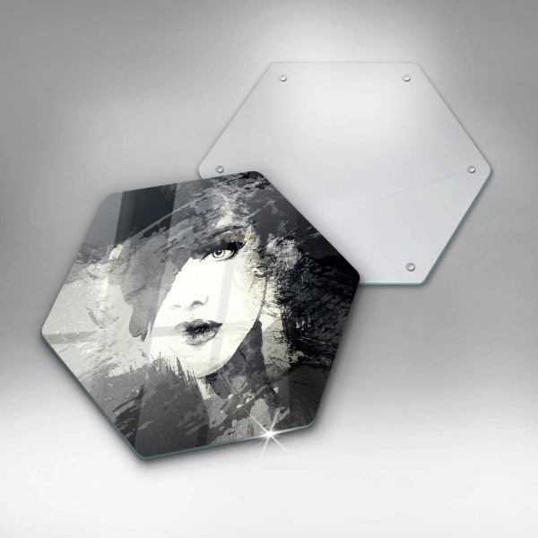 Tabla de cortar de vidrio Pintura de una mujer