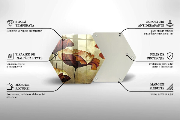 Tabla de cortar de vidrio Flores boho pintadas