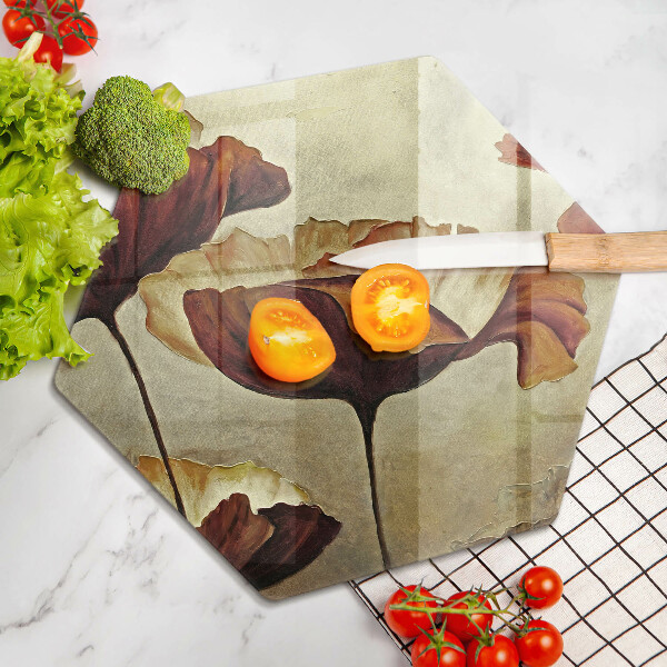 Tabla de cortar de vidrio Flores boho pintadas