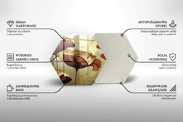 Tabla de cortar de vidrio Flores boho pintadas