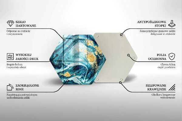 Tabla de cortar de vidrio Abstracción de oro azul