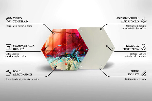 Tabla de cortar de vidrio Abstracción pintada