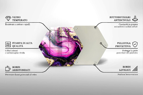 Tabla de cortar de vidrio Diseño abstracto oro