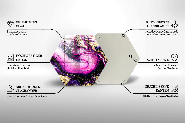 Tabla de cortar de vidrio Diseño abstracto oro