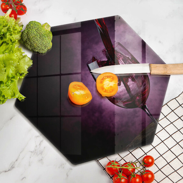 Tabla de cortar de vidrio Una copa de vino