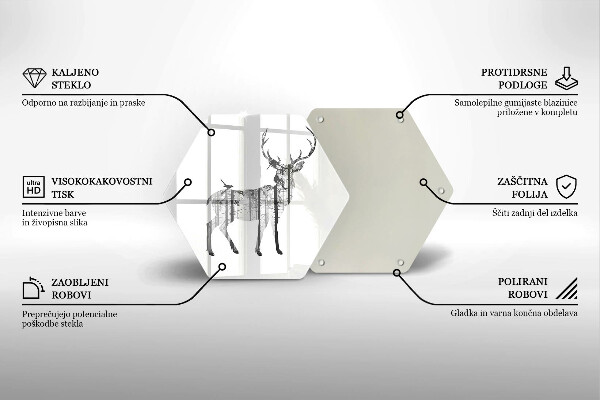 Tabla de cortar de vidrio Ilustración de ciervos y bosques
