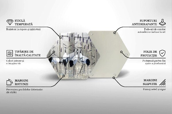 Tabla de cortar de vidrio Grullas japonesas