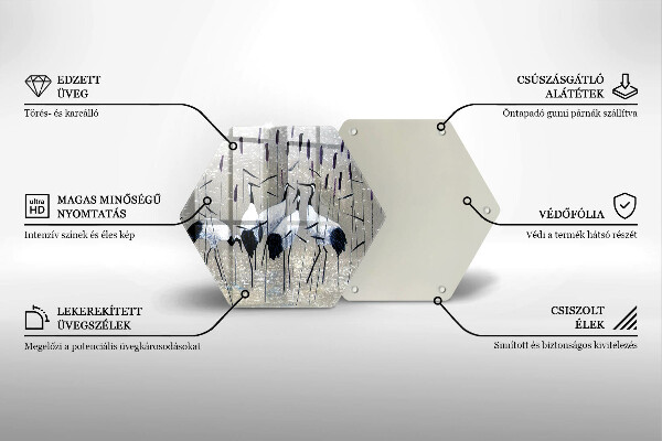 Tabla de cortar de vidrio Grullas japonesas