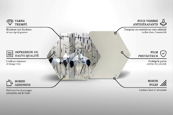 Tabla de cortar de vidrio Grullas japonesas