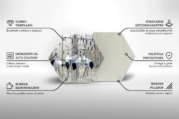 Tabla de cortar de vidrio Grullas japonesas