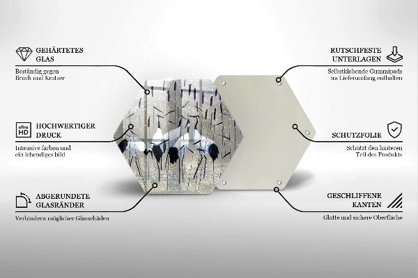 Tabla de cortar de vidrio Grullas japonesas