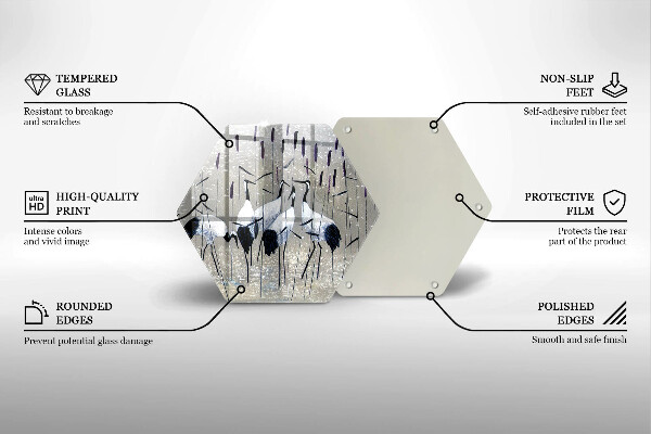 Tabla de cortar de vidrio Grullas japonesas