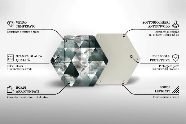 Tabla de cortar de vidrio Triángulos y agua