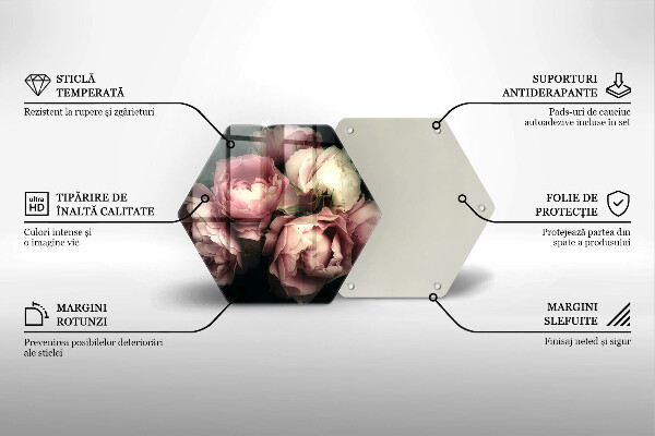 Tabla de cortar de vidrio Flores de peonía