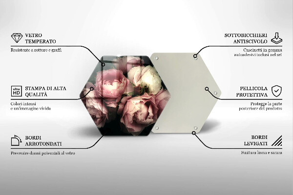 Tabla de cortar de vidrio Flores de peonía