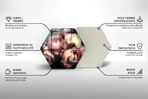 Tabla de cortar de vidrio Flores de peonía