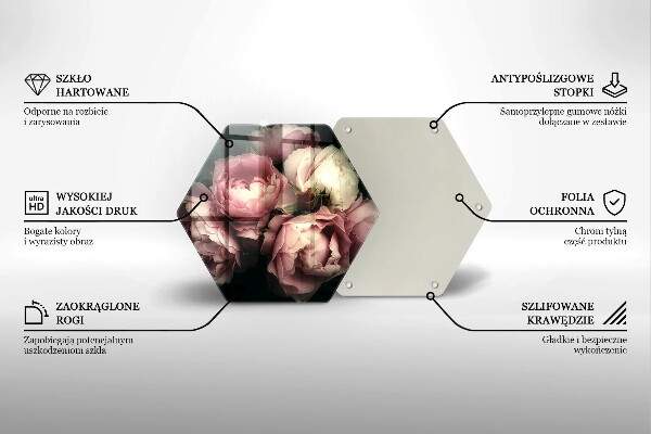 Tabla de cortar de vidrio Flores de peonía