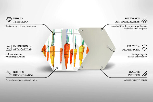 Tabla de cortar de vidrio Ilustración de zanahoria