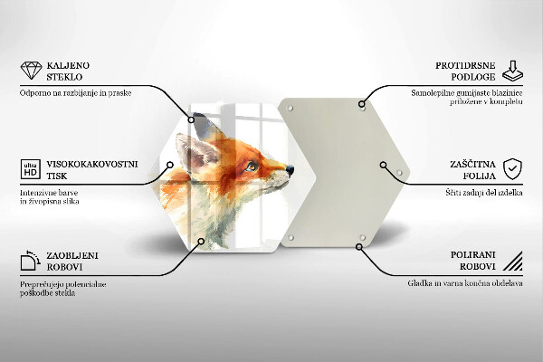 Tabla de cortar de vidrio Zorro pintado