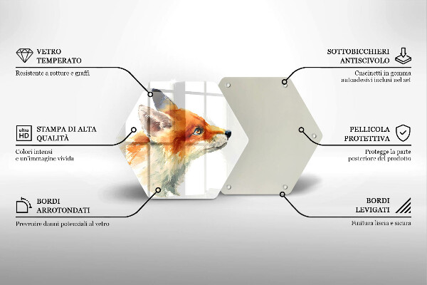 Tabla de cortar de vidrio Zorro pintado