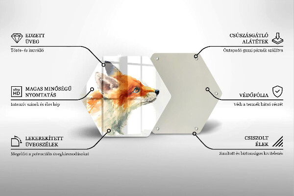 Tabla de cortar de vidrio Zorro pintado