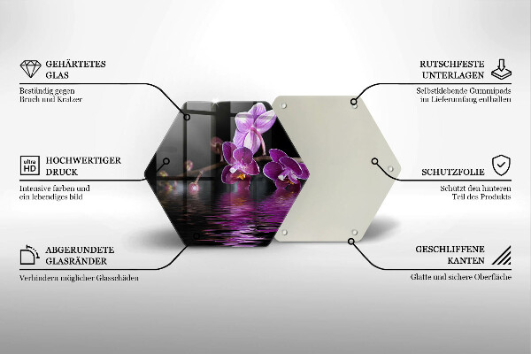 Tabla de cortar de vidrio Agua zen de orquídeas