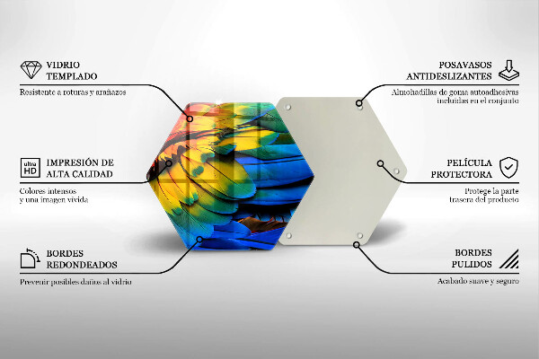 Tabla de cortar de vidrio Plumas de loro de colores